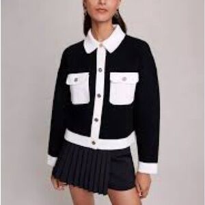 Maje Black and White Contrast Blazer